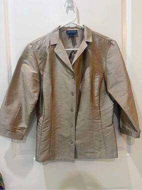 Ann Taylor Raw Silk button-up blazer